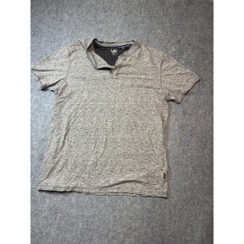 Lee‎ Henley Shirt Mens M Heathered Gray Cotton Moisture Wicking Leisure Outings